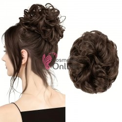 Coc modern din par artificial cu cleste AM10220 - Saten Inchis